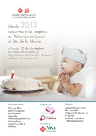 Cartel segundo aniversario de la unidad hospitalaria de reproducción asistida Nisa Ginemed
