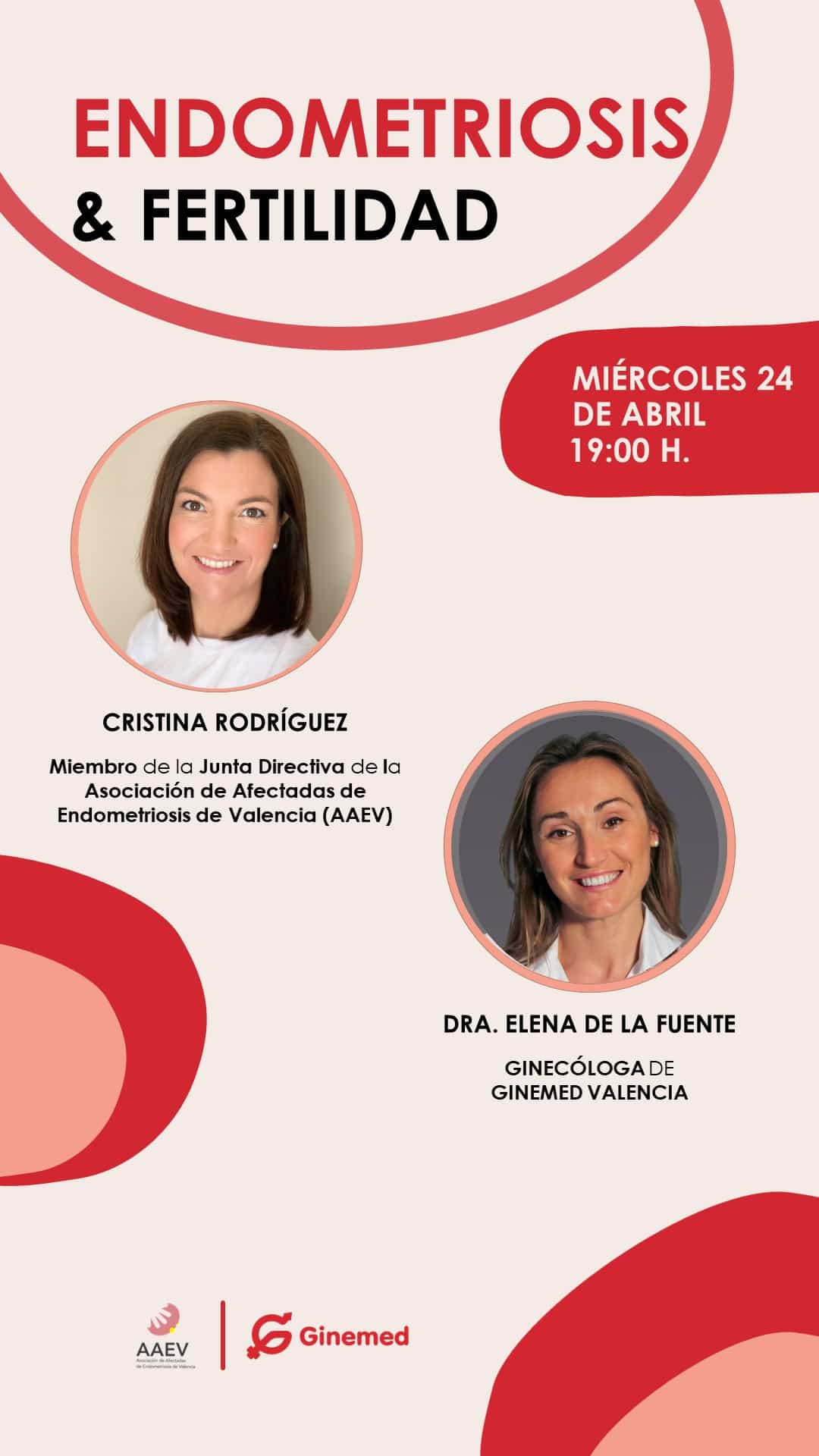 Instagram Live sobre Endometriosis y Fertilidad desde la clínica de Reproducción Asistida Ginemed Valencia el miércoles 24 de abril a las 7 de la tarde